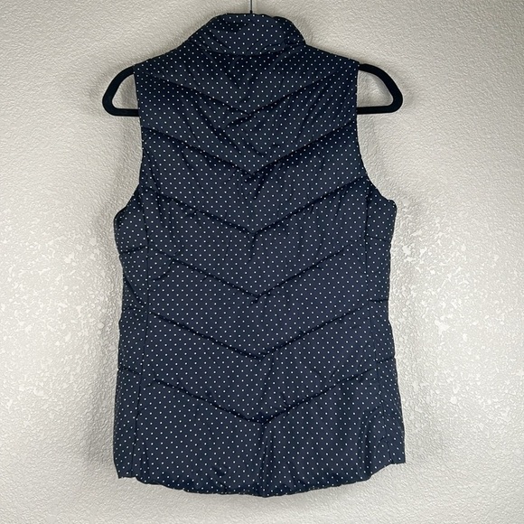 GAP Navy Blue Women's Zip Down Button Up Polka Dot Classic Puffer Vest Size XS - Picture 4 of 6